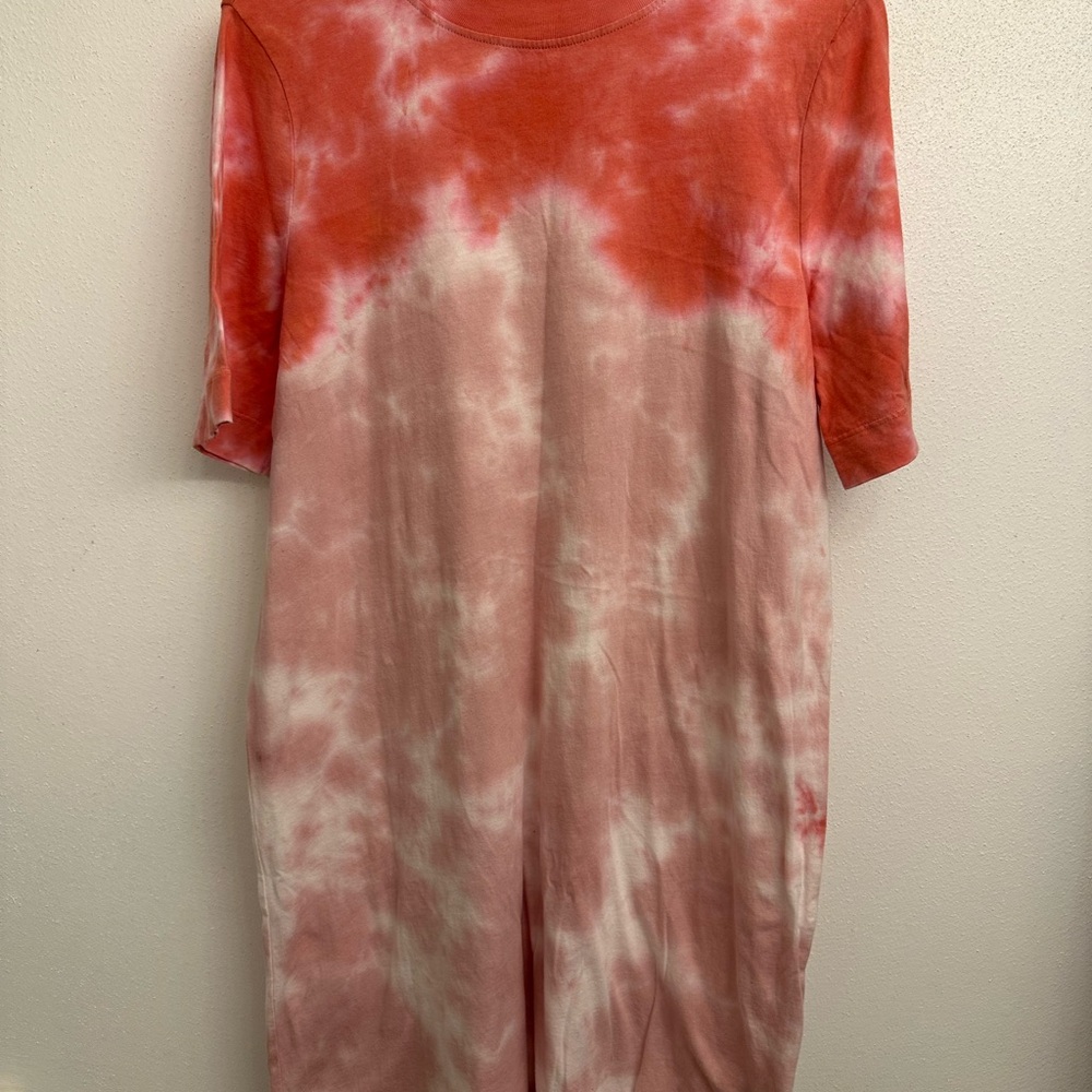 T.La pink Tie-Dye Short Sleeve T-shirt Dress
